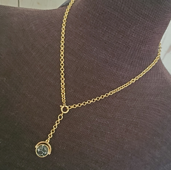 Time and Tru goldtone Y-necklace with reversible semi precious stones charm - Picture 1 of 5